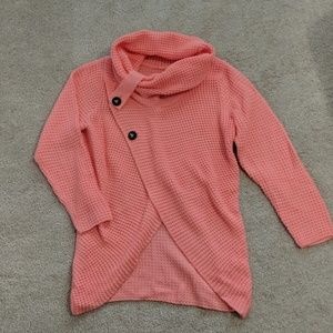 Unbranded coral cowl neck sweater with buttons
